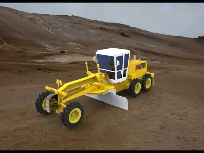 Motoniveladora bulldozer in desert Free 3D model