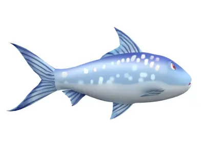 Milkfish Chanidae Fish Cartoon Animated Low-poly 3D model