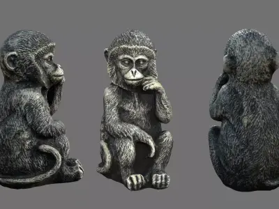 Monkey Statue Low-poly 3D model