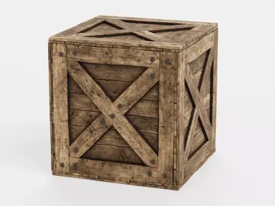 Wooden Crate V6 - Weathered Storage Box 3D model