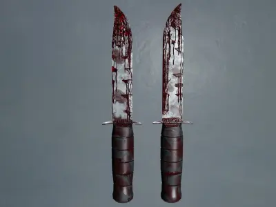 Bloody Zombie Knife Low-poly 3D model