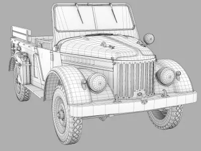 3d model of a retro car GAZ 69 Low-poly 3D model