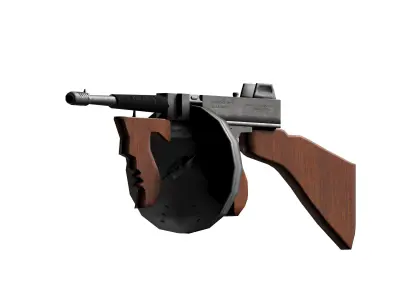 Thompson Sub Machine Gun m1928 Low-poly 3D model