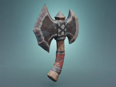 A Metal and Wood Axe Adventure Game Asset Free low-poly 3D model