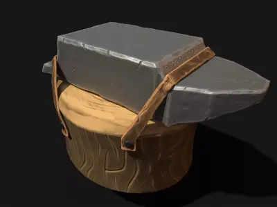 Low Poly Game Ready Stylized Anvil Low-poly 3D model