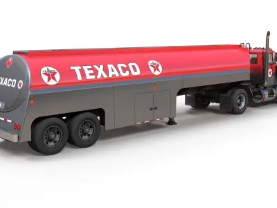 Old american fuel tanker Low-poly 3D model