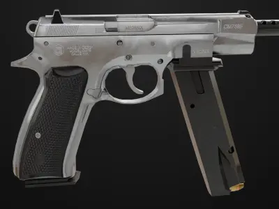Pistol 09 Silver Generic All PBR UE Textures Low-poly 3D model