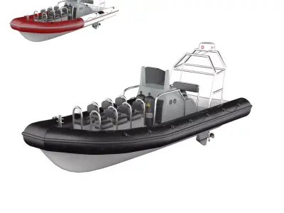RHIB boat - TX760 Low-poly 3D model