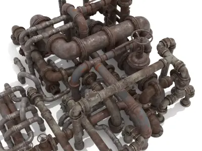 Rusty Pipes Collection Low-poly 3D model