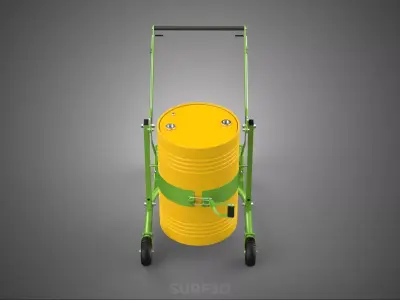 OIL DRUM BARREL TRANSPORT TROLLEY CARRIER LIFT CART DOLLY CADDY 3D model