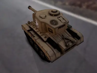 Stylized cartoon tank Low-poly 3D model