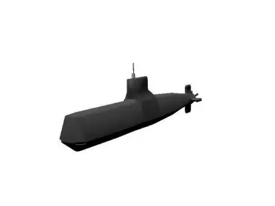 Diesel Attack Submarine Low Polygon Low-poly 3D model