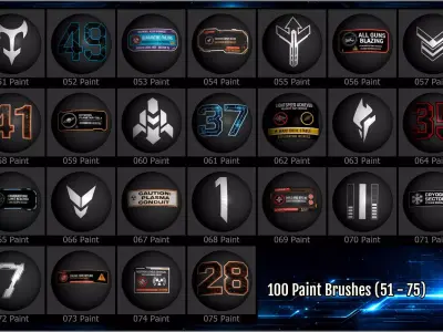 Sci-Fi Sign Decals Maker PNGs Substance ZBrush and all apps Texture