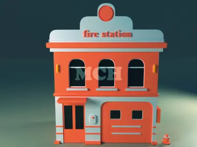 Fire Station Low-poly 3D model purchase