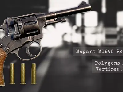 Nagant M1895 Revolver-With LODs and 8k Texture Set Low-poly 3D model