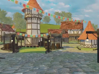 Scenic Coastal Village 3D model