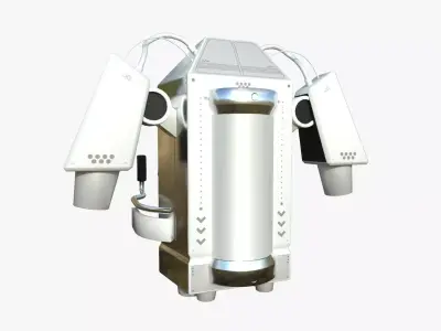 Jetpack G05 White Aluminum - SciFi Character Design Low-poly 3D model