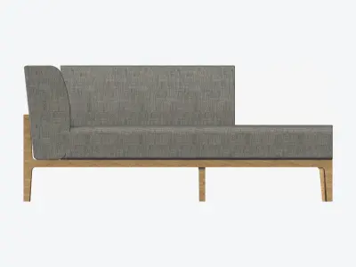 Furniture - Sofa - Contemporary - Oak - Chaise - Right Low-poly 3D model
