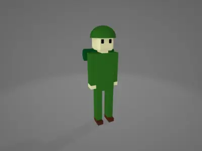 winter and forest solider Low-poly 3D model