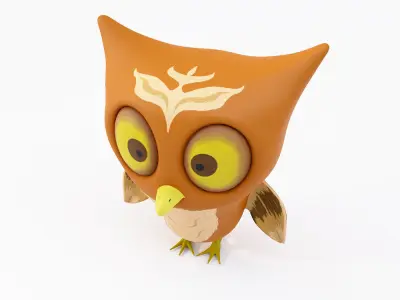 Owl low poly cartoon 3d model  Low-poly 3D model