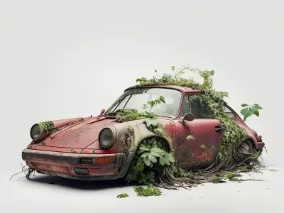 abandoned porshe car diorama 3D print model purchase