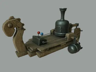 Fantasy Steampunk Dragon Raft Low-poly 3D model