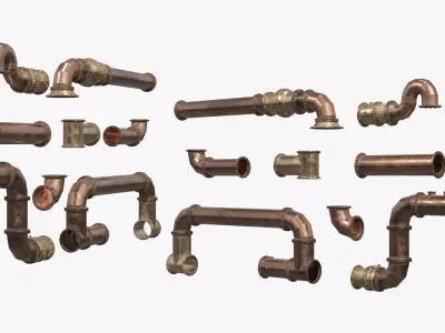 Industrial Copper Plumbing Pipe Set 3D model