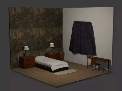 Isometric room Bedroom Free 3D model