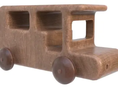 Wooden toy car 08 dirty 3D model