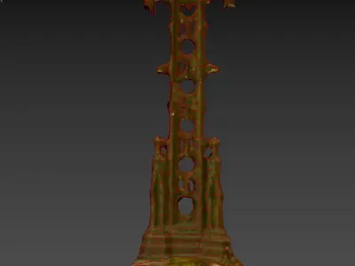 Scanned photorealistic old rusty iron cast cross Low-poly 3D model