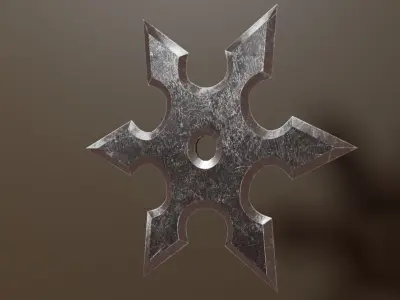 Shuriken metal sword Low-poly 3D model