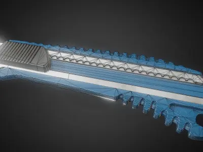 Box Cutter Lowpoly Blue Plastic - Gameready - PBR Textures Low-poly 3D model