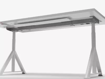 Modern Industrial White Desk with Adjustable Workshop Stool  3D model