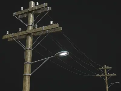 High Voltage Lines Low-poly 3D model