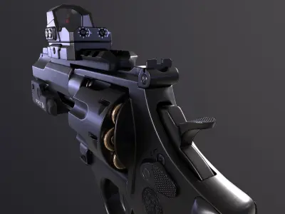 Revolver 357 Magnum Low-poly 3D model