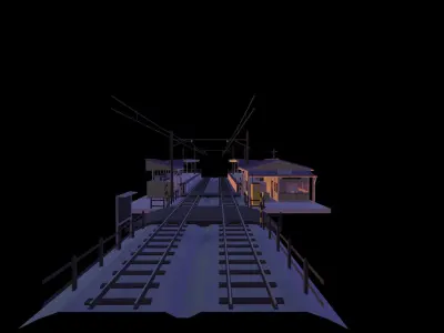 A Train stop created with 3ds Low-poly 3D model