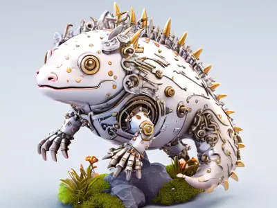 Steampunk Mechanical Lizard Low-poly 3D model purchase