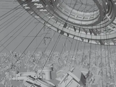 Abandoned Machine Graveyard Low-poly 3D model