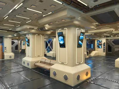 Sci-fi Interior Space Station Transit Zone PBR 3D model
