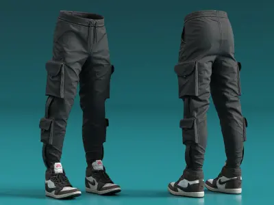 Cargo Trousers Black 3D model