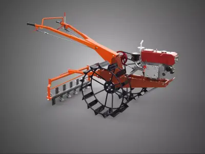 HEAVY DUTY WALK BEHIND TRACTOR PUDDLER PUDDLING POWER TILLER PRO 3D model