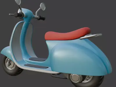 Vintage Retro Scooter 3D Model 3D model 7