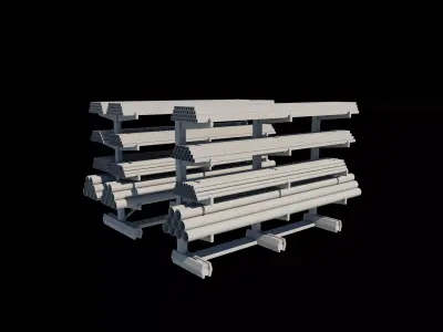 Steel storage rack with pipe 3D model