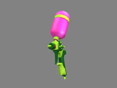 Cartoon toy water gun - green plastic pistol Low-poly 3D model