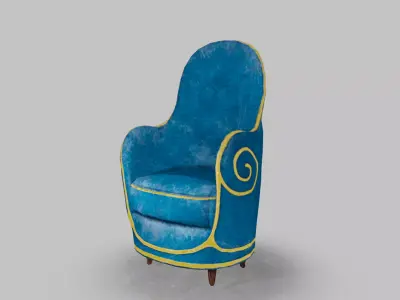 Armchair lowpoly gameplay ready art nouveau Low-poly 3D model