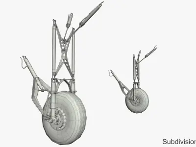 DC-3 Main Landing Gear and Propeller 3D model