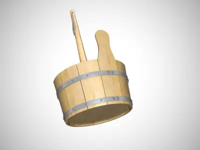 Sauna Bucket Low-poly 3D model