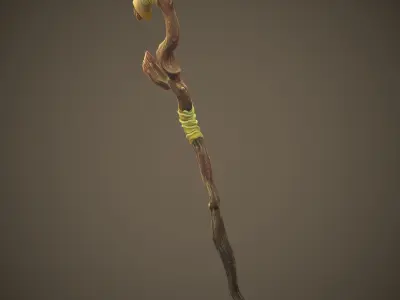 Stylized staff Elf weapon Low-poly 3D model
