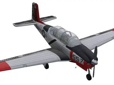 Beechcraft T34A Low-poly 3D model