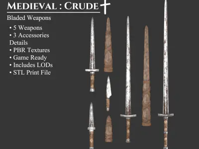 Medieval Collection Crude Blades 3D Model Pack